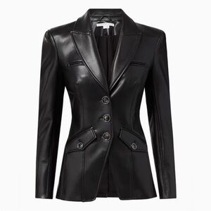 Veronica Beard black vegan leather Anoki Dickey jacket size 0